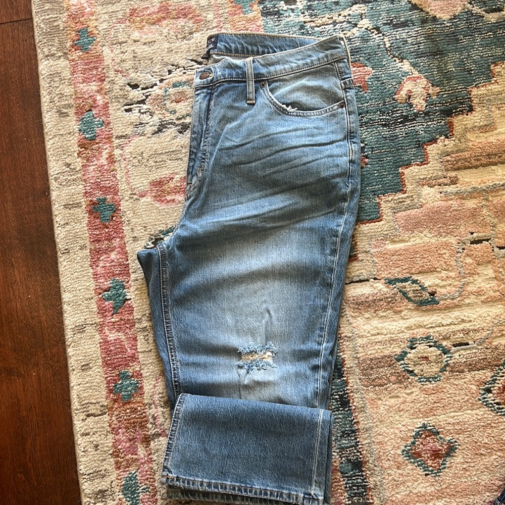 Mid rise flare crop jeans